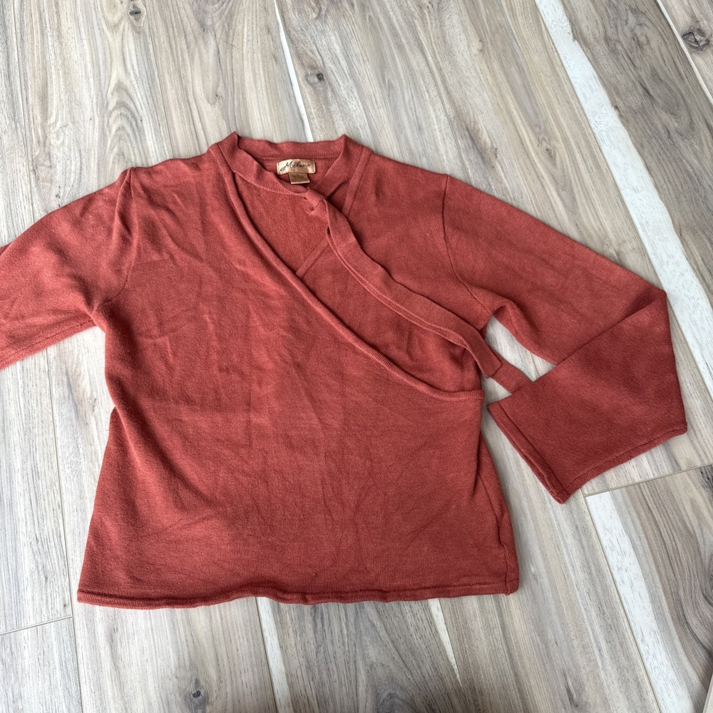 MILANO LONG SLEEVE PULLOVER LIGHTWEIGHT SWEATER,  Neck Tie RUST,‎ SIZE L